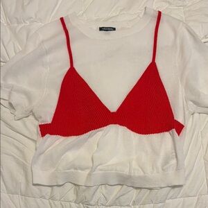 Wild Fable Red and White Layered Blouse